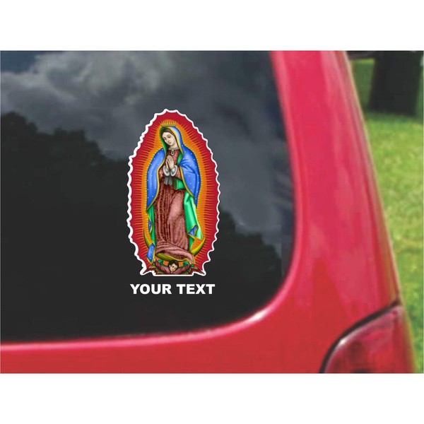 Our Lady of Guadalupe Virgin Decal Sticker with Custom Text
