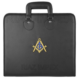 RIAZ IMPEX Masonic Regalia Soft Apron Carrying Case Master Mason Case Embroidered Gift For Mason - Freemason