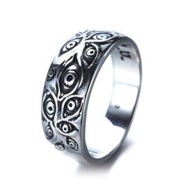 PAURO Men's Stainless Steel Vintage Eye of God Ring Size S