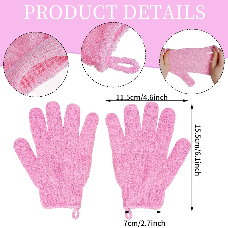 4 Pairs Bath Exfoliating Gloves Scrub, Double Sided Bath Mitts