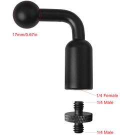 LUORNG 1 Set Ball Elbow to 17mm Connection Extension Rod Cell Phone Bracket Adapter 1/4 Male to Male Interlocking Screws Aluminum Alloy for Cell Phone Tablet Car Universal Connection Black