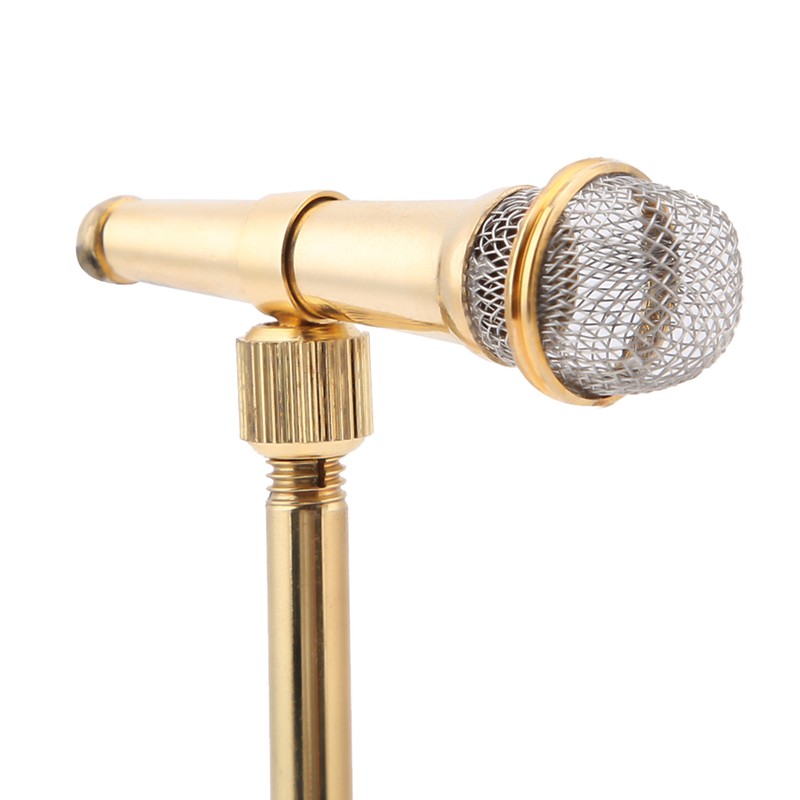 Copper Gold plated Microphone Model Microphone Crafts Ornaments Musical Instrument
