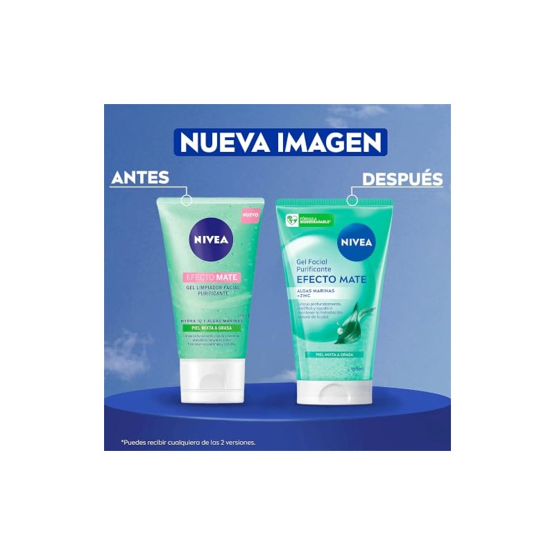 Nivea Gel Limpiador Facial Purificante Efecto Mate 150 Enriquecido Algas