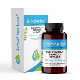 Brokkoli Kapseln Extrakt aus Brokkolisprossen - 60 Kapseln Hochdosiert mit Sulforaphan 400mcg– Schutz vor oxidativem Stress, unterstützt Immunsystem, mit Selen, PZN 17192009 BIOHERBA