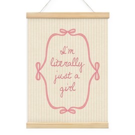 Wheatwin Baby Girl Nursery Decor, Baby Girl Room Decor, I’m Literally Just A Girl Wooden Poster Hanger, Pink Bow Coquette Trendy Preppy Girly Wall Decor, 12x16 Inch