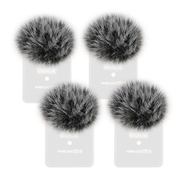 PhantAccy 4PCS Windscreen/Pop Filter for Rode Wireless Go II (2nd Gen) Microphones - Furry Mic Cover for Wind & Ambient Noise Reduction (Rode Wireless Go II, Black-White)