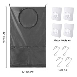 OYOUNGNI Saves Space Door-Hanging Laundry Bag,Door Hanging Laundry Hamper with 2 Different Types of Hooks, Polyester Fabric Hanging Laundry Basket for Clothes Size 22"X37" -2 Pack Gray