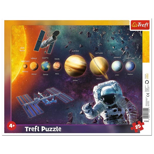 Trefl-Puzzle con Cornice 25 Elementi, per Bambini dai 4 anni, Colore, Sonnensystem