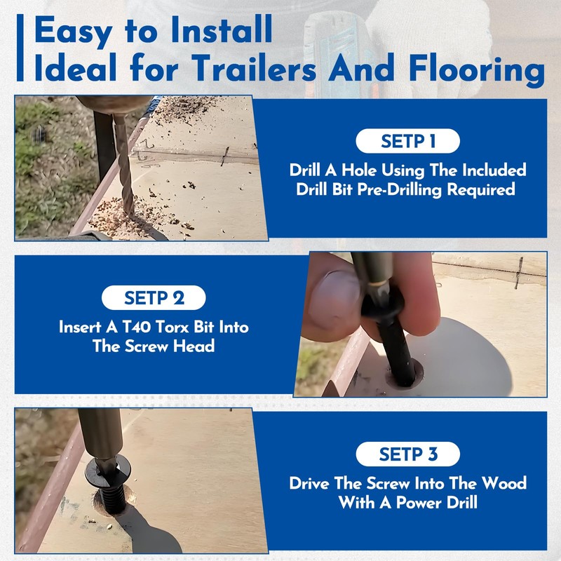 Bopowo (300pcs) 5/16-18 x 2-1/2" Flat Head Thread Cutting Trailer