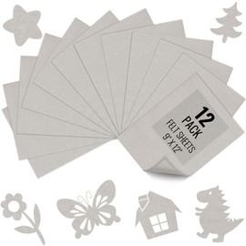 12PCS Light Grey Felt Fabric Sheets 9" x 12" - 1.6mm Thick Soft Felt for Craft Sewing DIY Patchwork Art Projects Decorations