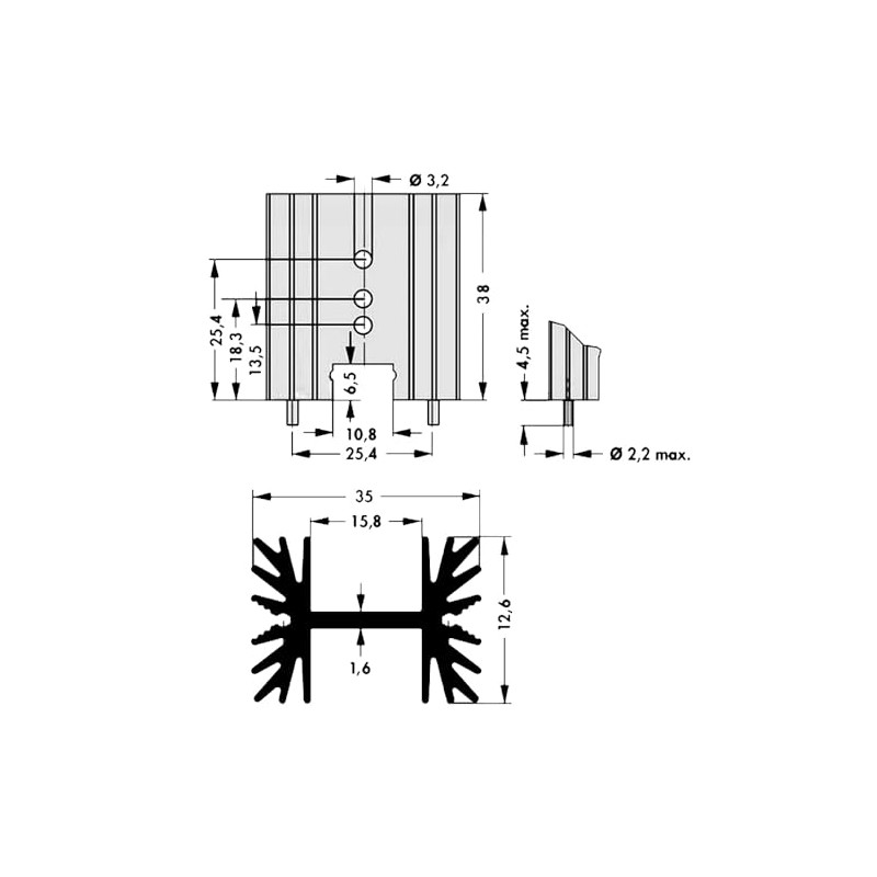 WITTKOWARE Electronic Heatsink for Print Mounting 35 x 12.6 x