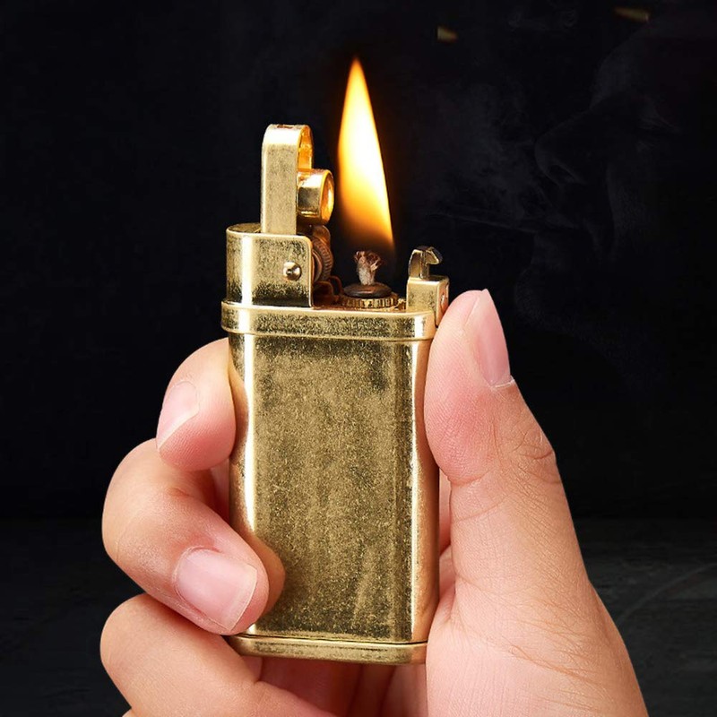 Laicengo Vintage Trench Lighter Kerosene Copper Lighter, Windproof Brass lighters