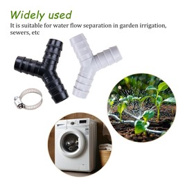 KOOBOOK 2Sets Universal 3-Way Y Splitter for Washing Machine Plastic Hose Splitter Connector with Reducer Adapter Effortless Split Pipe Connection 19-20mm Hose Clamps Included