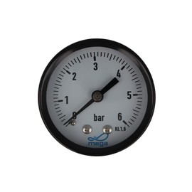 Mega Pressure Gauge 0-6 Bar - 1/4 Inch Connection to Rear Axial Diameter 50 mm