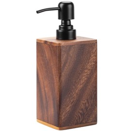 AUSAULAC 400ml Solid Wood Soap Dispenser for Bathroom,Kitchen –Wooden Refillable Hand Soap Pump, Lotion Dispenser, Bathroom Accessories, Wood Lotion Container (14oz/400ml)