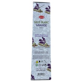 1X Hem White Sage Lavender Incense Sticks - Sabio Blanco Lavanda Incienso - Box of 6 Packs - 120 Count
