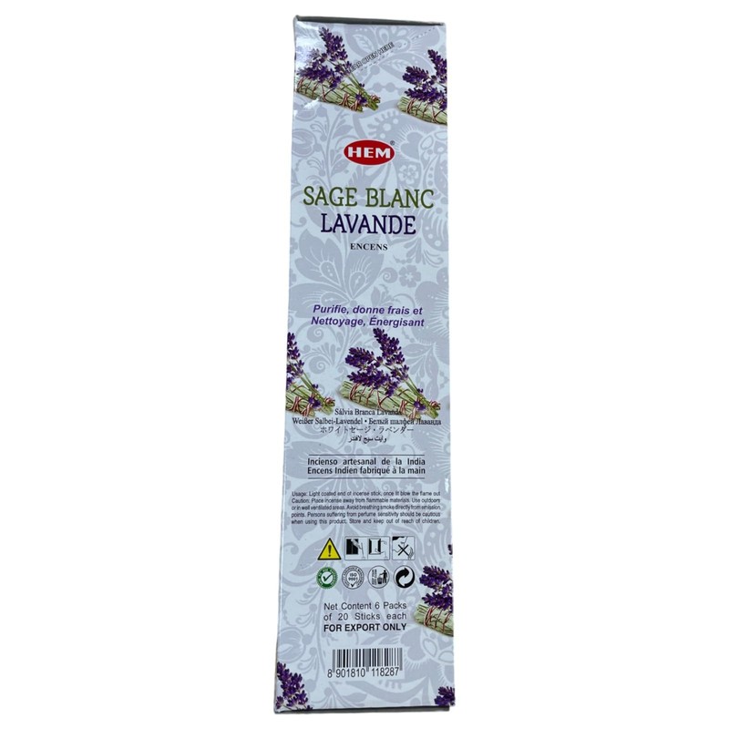 1X Hem White Sage Lavender Incense Sticks - Sabio Blanco