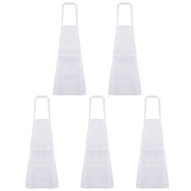 HARFINGTON 5pcs Kitchen Cooking Aprons 75x65cm Polyester Artist Painting Apron with 2 Pockets for Women Men Chef Home Kitchen Restaurant Craft Garden Cooking, White