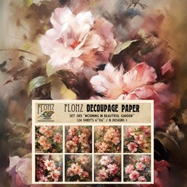 Decoupage Paper Pack (24 Sheets 6"x6") Morning in Beautiful Garden # Vintage Styled Pattern Paper for Decoupage, Craft and Scrapbooking