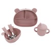5pcs Baby Feeding Kit Food Grade Silicone Bear Design Plate