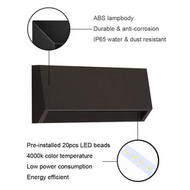 Stair Step Lights Outdoor Indoor, ZONK 120V Waterroof Staircase LED Plastic Lighting, Waterproof Exterior Stairway Wall Mount Light, 4000K, Plastic Black Finish