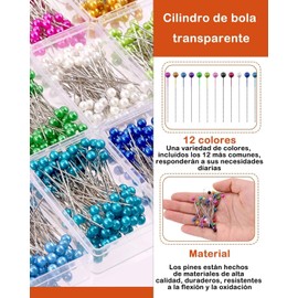 1200 Alfileres de Costura, Organización de Proyectos de Costura, Manualidades y Reparaciones, Incluye Alfileres de Colores para Identificación Fácil