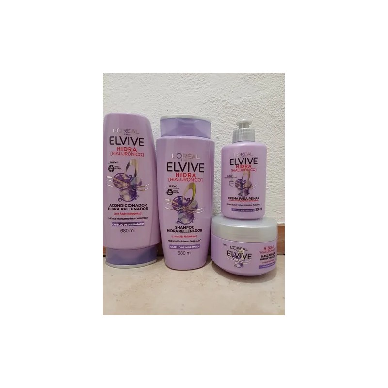 Kit De 4 Piezas Shampoo Elvive Hialuronico 680 Ml