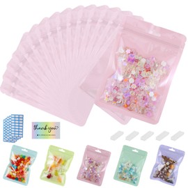 150 Pink Mylar Bags - 4x6 Windowed, Smell Proof, Resealable, Freeze Dried Candy Packaging