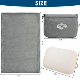 Blanket Pillow for Airplane Travel Essentials - 3 In 1 Travel Blanket and Pillow Set for Women Gifts, Plane Compact with Bag for Long Flight, International Traveler Must Haves Flying Accessories(Gray)