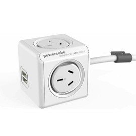 Allocacoc Extended USB 4xOutlets+2 USB Powercube with 1.5 Meter Cord, White