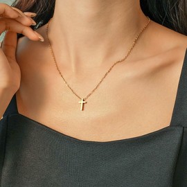 FZAMJGX Gold Cross Necklace for Women 18K Gold Plated Cross Faith Pendant Necklaces Gold Chains Chokers