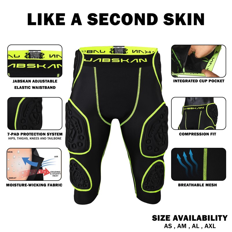 JABSKAN Adult Premium 7-pad Football Bull Rush Girdle for Ultimate