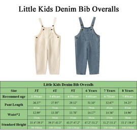 JWWN Little Boys Girls Long Denim Bib Overalls Kids Soft Cotton Rugged Relaxed Fit Jumpsuits Pants (Blue,5Years)