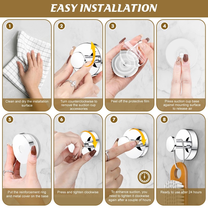 BKV Suction Cup Hooks for Glass Window,Removable Shower Hooks for