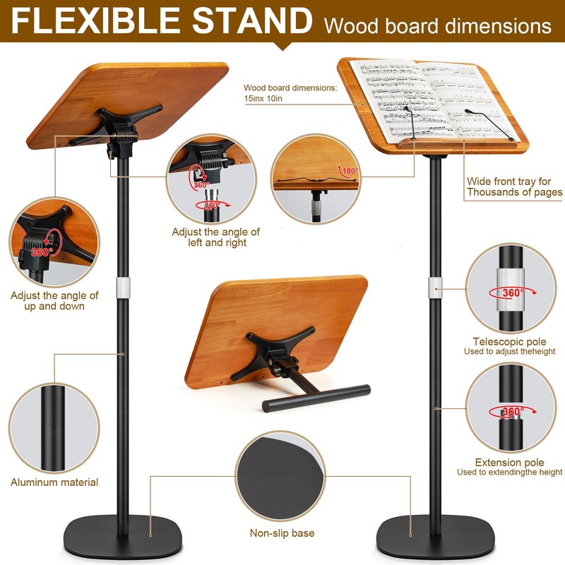 2 in 1 Dual-use Music Stand & Desktop Book Stand,
