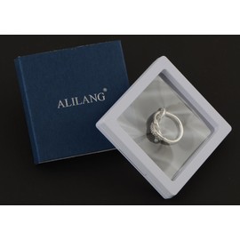 Alilang Sparkly Clear Crystal Rhinestones Twisted Geometry Statement Ring for Women Size 6-8, Silver, Size 8