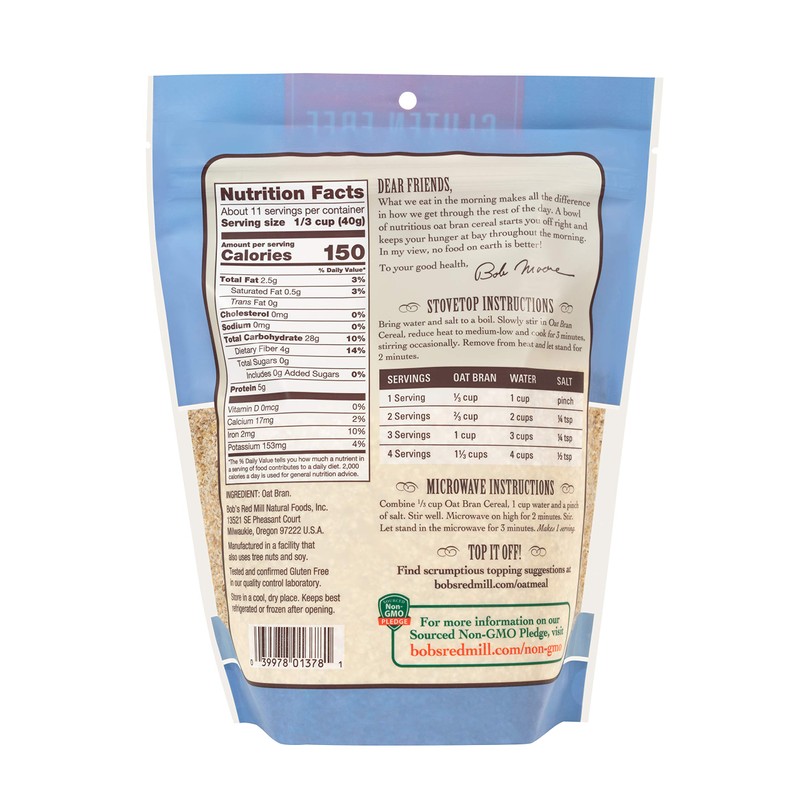 Bob's Red Mill Gluten Free Oat Bran, 16-ounce