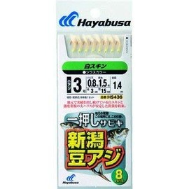 Hayabusa HS436-1-0.4 Push Sabiki Niigata Bean Horse White Skin 8 Hooks 1-0.4