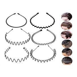 DUNQING metal headband hairband, wavy headband, metal headband, fashionable metal headband, non-slip headband for men and women (6pcs)