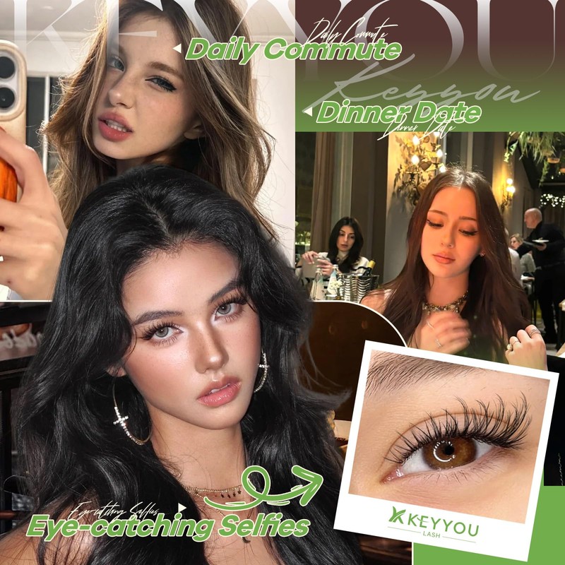 KEYYOU Flora Nova Spider Lash Clusters Kit Natural D Curl