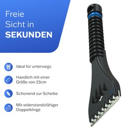AUPROTEC Eiskratzer Auto Messingklinge & Polycarbonatseite/Eiskratzer Messingklinge mit Eisbrecher Zacken/Schneekratzer Auto/Scheibenkratzer Winter/Eisschaber Auto AE 1 – schwarz-blau