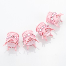 OTOSTAR Pure Handmade Bling Bling Rhinestones Tire Valve Stem Caps 4 Pack (Pink/Pink)