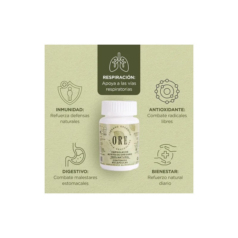 Aceite De Oregano Ore, 65 Capsulas Cu Kit 2 Frascos