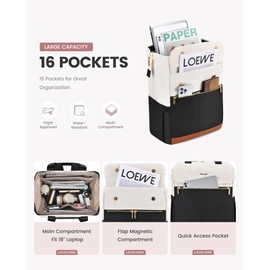 LOVEVOOK 18 Inch Laptop Backpack for Women, Large Capacity Travel Backpack with Organizer Bag, Waterproof Carry on Backpack Purse Work Bag with USB Port for College Teacher Nurse, 2PCS