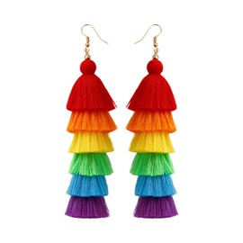 Rainbow Earrings for Women Men Pride Accessories Colorful Earrings (Rainbow Drop Earrings-B)