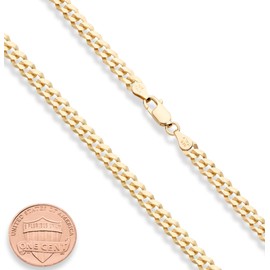 Miabella Solid 18K Gold Over 925 Sterling Silver Italian 5mm Diamond-Cut Cuban Link Curb Chain Necklace for Women Men, Made in Italy (20 Inches)