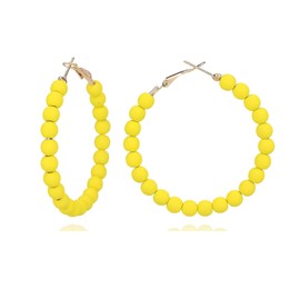 Yellow Beaded Hoop Earrings for Women Bohemian Acrylic Round Chic Dangle Earrings Minimalist Geometric Jewelry