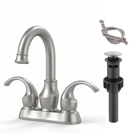 Alloy 4-inch Hot/Cold Double Handle Deck-Mounted Electroplated Modern Brushed Bathroom Washbasin Faucet USA Local StockColor: Nickel, Surface Finishing: General