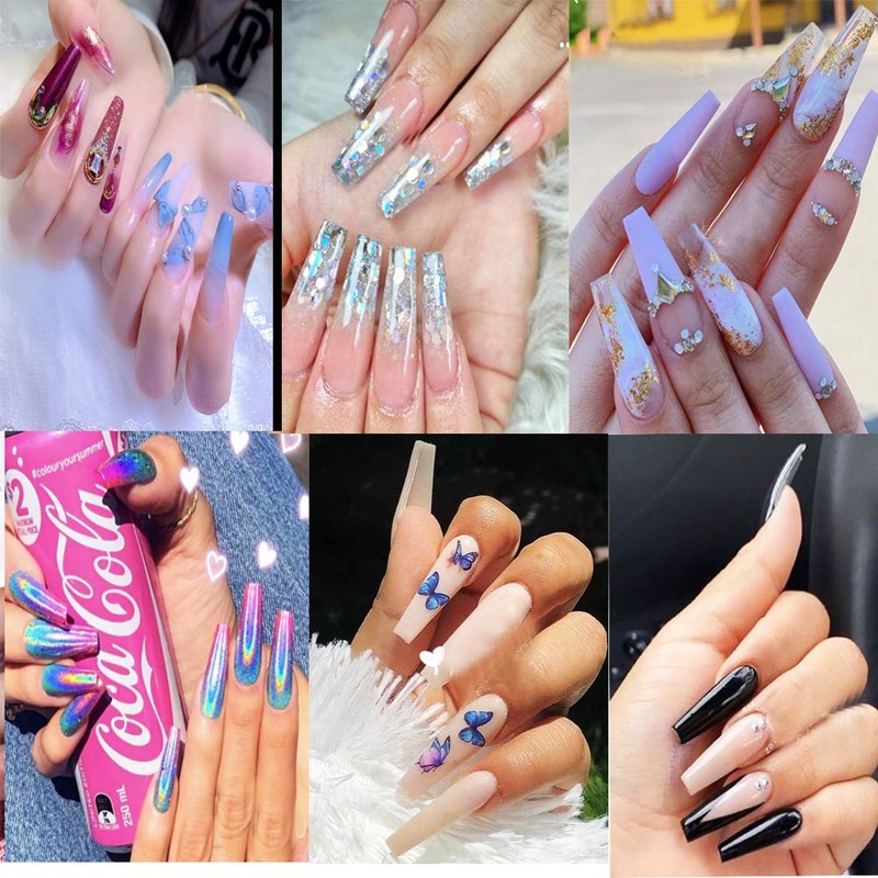 Natural Coffin Acrylic Nails-500pcs Half Cover Nails Coffin Shaped Ballerina
