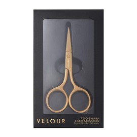 Velour Too Sharp Lash Scissors - Gold Stainless Steel - Small Hair Scissors for Brows, False Lashes, and Facial Hair - Pointed and Sharp Tip Shape Cutter - Portable Beauty Tool